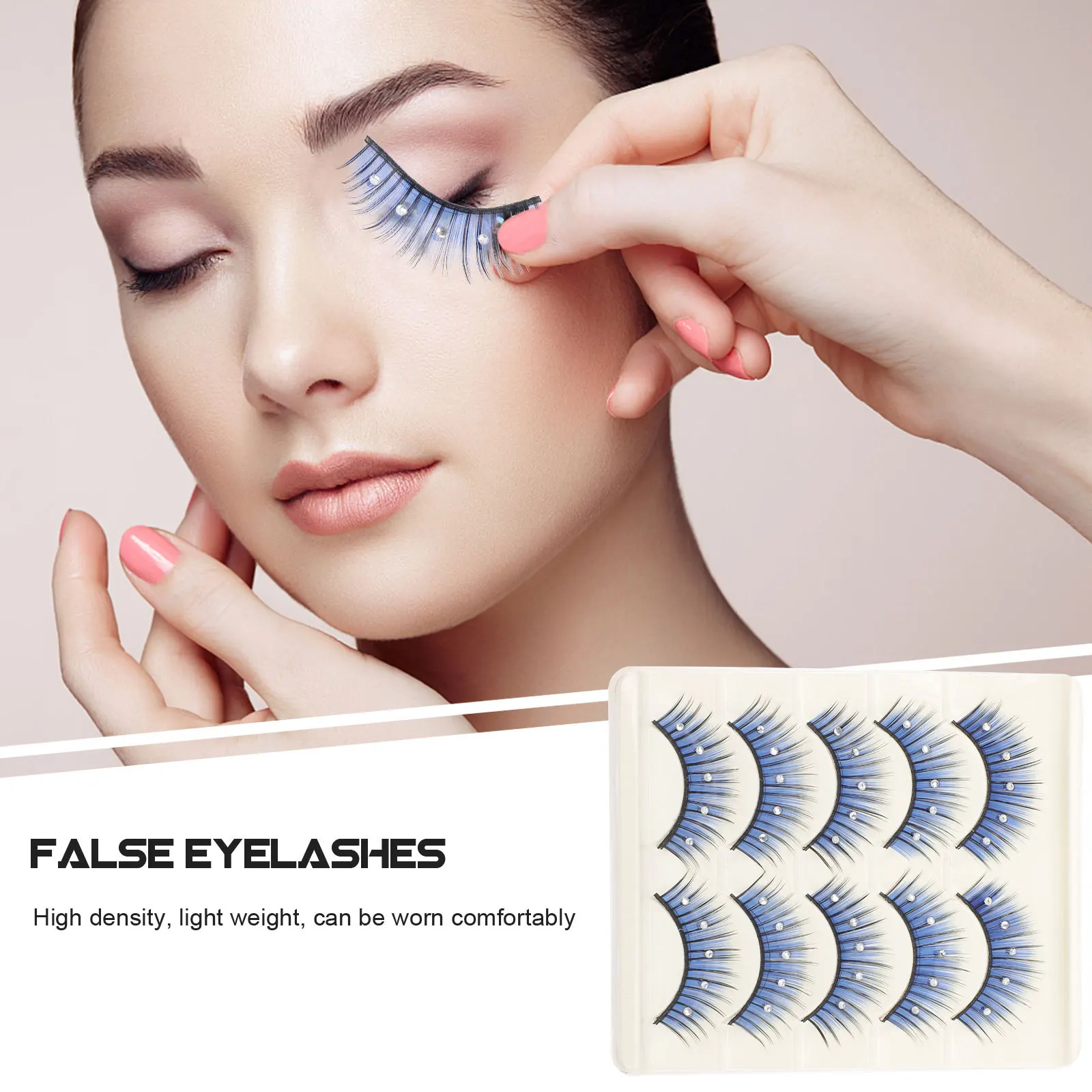5Pairs Colored Eyelashes False Lashes Long Dramatic Rhinestone Lash Extensions Perfect for Cosplay Day Night Looks