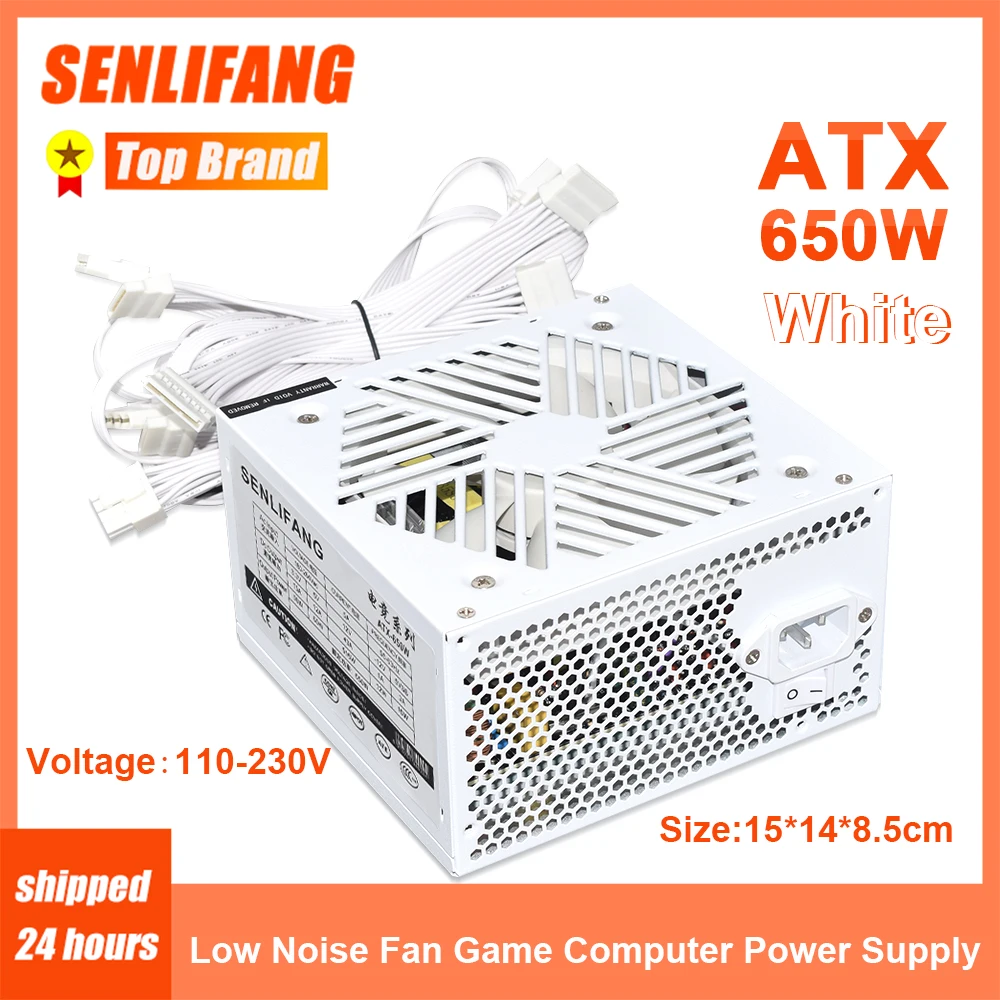 

650W SLF White PSU New E-Sports Video Game Computer Power Supply ATX-650W 110-230V 20+4Pin +12V Output Low Noise