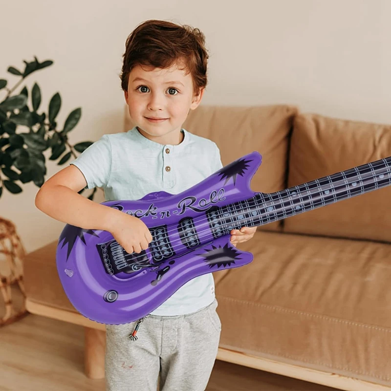 Guitarra inflable, guitarra soplada, adecuada para regalos de niños, fiestas navideñas