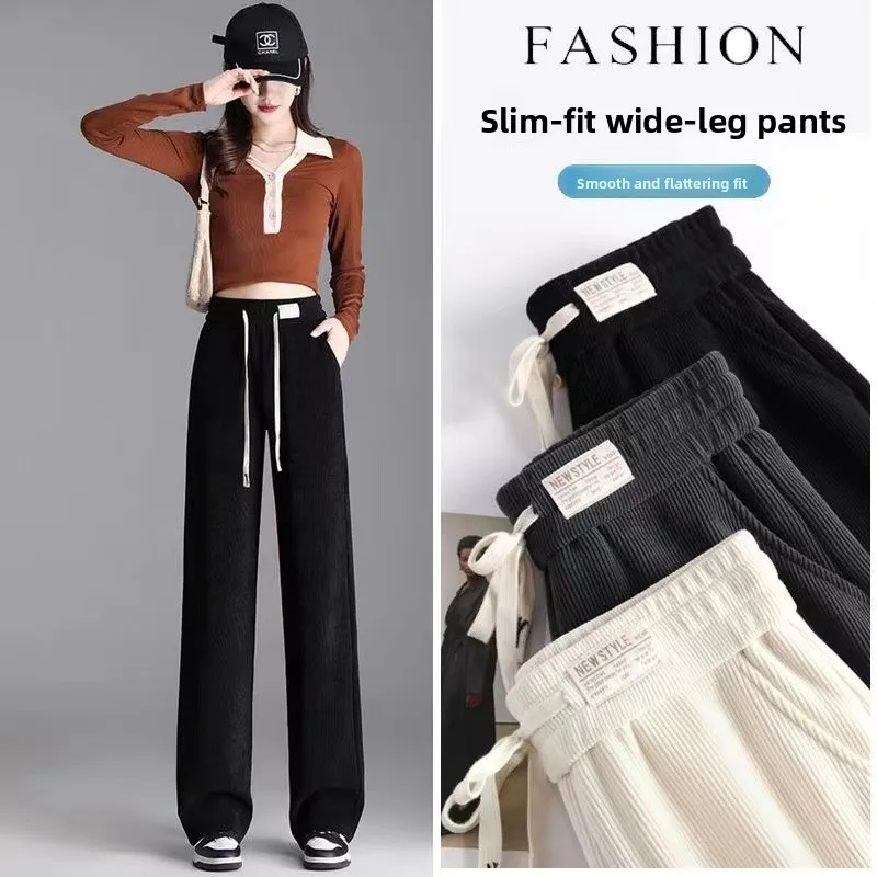 

Fashionable Fleece Lined Straight Leg Sports Pants for Women Winter New Arrival Versatile mid High Waist Long Pants