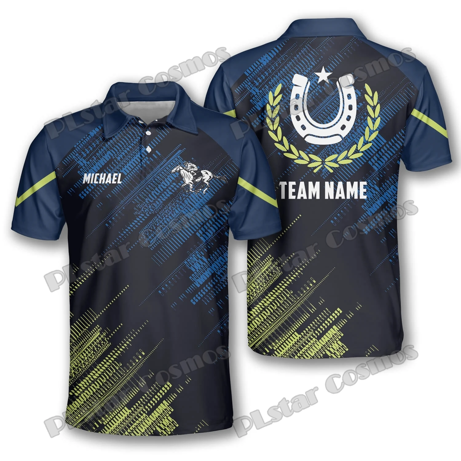 PLstar コスモス馬レーサー乗馬カスタム名 3D 全体プ - Polo Shirt Equestrian のレビューと価格