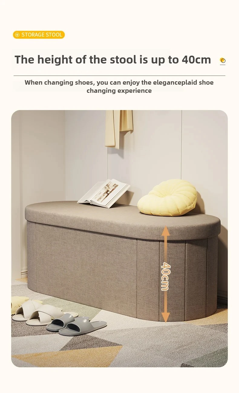 Nordic Folding Storage Stool Entrance Hall Sitting Shoe Stool Living Room Rest Sofa Seat Storage Home Furniture Bed End Stool