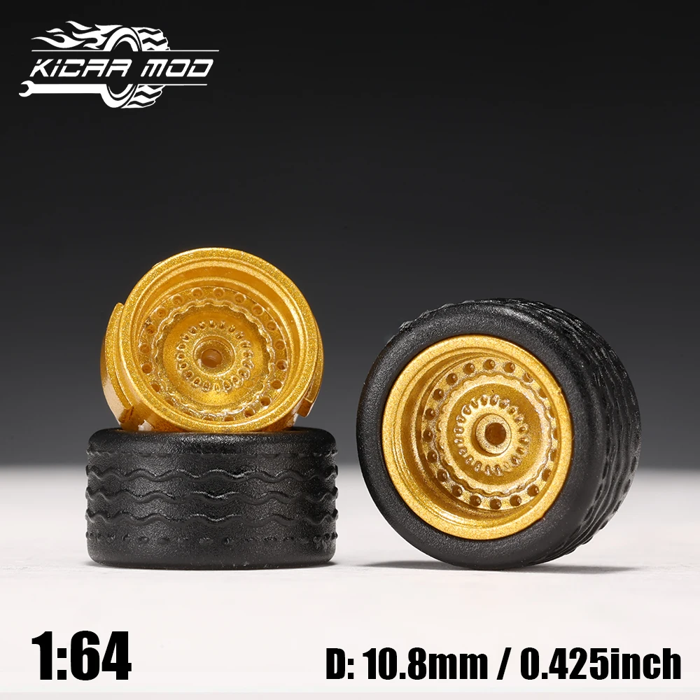 1/64 Modellauto-Räder mit abnehmbaren Gummireifen, geschlossene Speichen, Umbauteile für Druckguss-Spielzeugautos, D:11mm, 1 Set – Detail 16