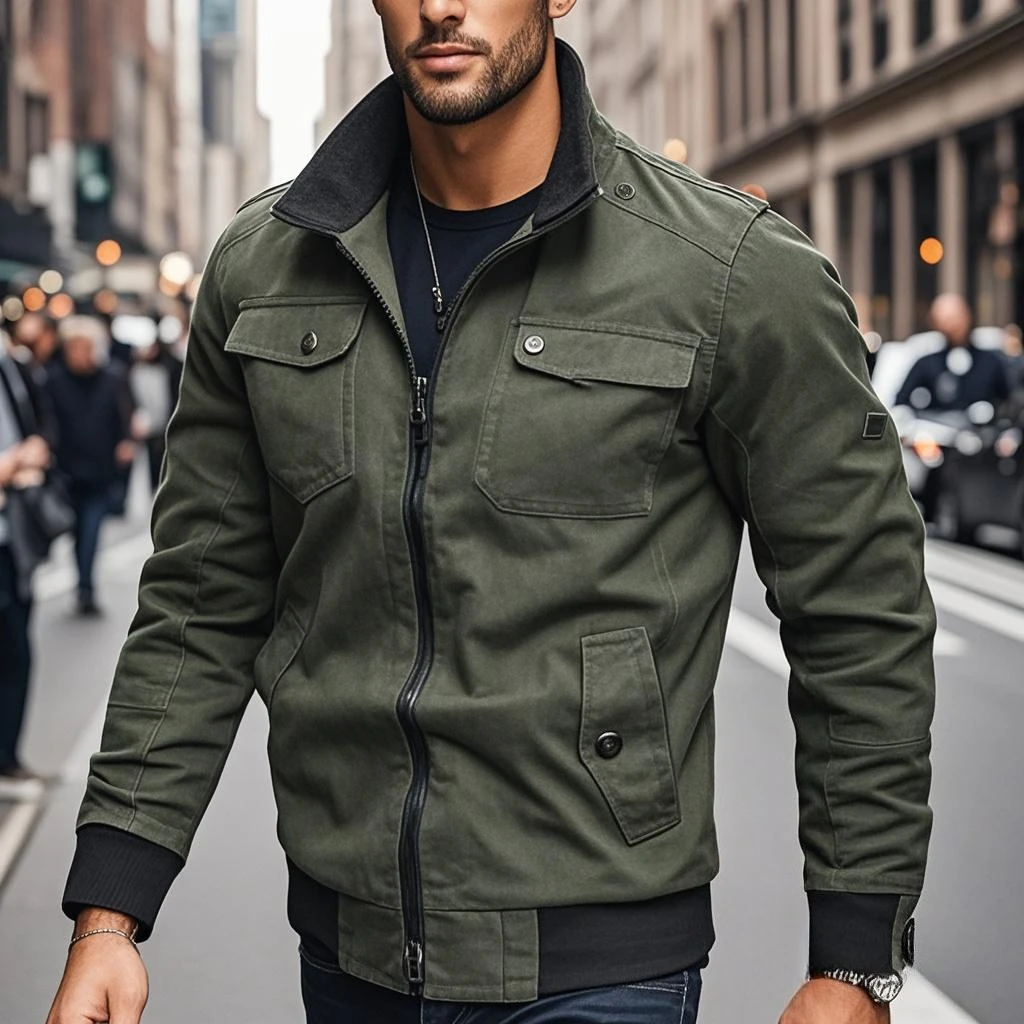 

2025 Men's Multi-pocket Workwear Jacket Autumn Winter Retro Functional Military Cargo Jackets Men Solid Trench Army Green Coat