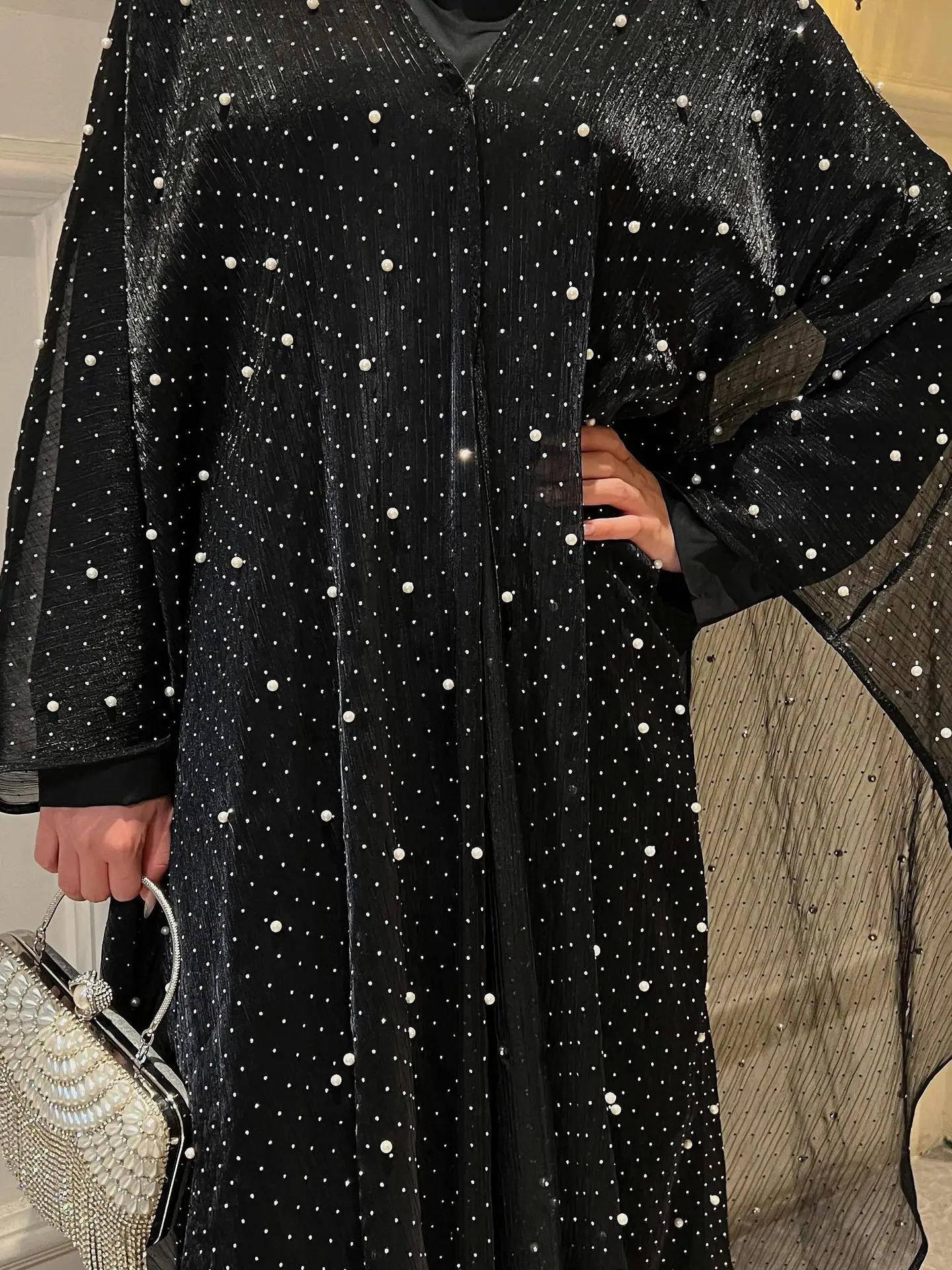 Vestidos Abayas musulmanes, traje para mujer, Vestidos de fiesta eid, conjuntos de 2 piezas de perlas, Ramadán, Marruecos, Dubái, vestido largo árabe, conjunto de caftán