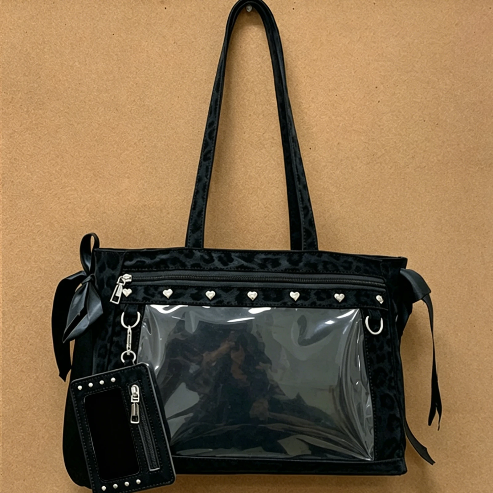 Bolso de hombro de cuero PU para mujer, estilo Ita, con cinta decorativa, ligero, con múltiples bolsillos, asa larga, tipo tote, para compras diarias y citas