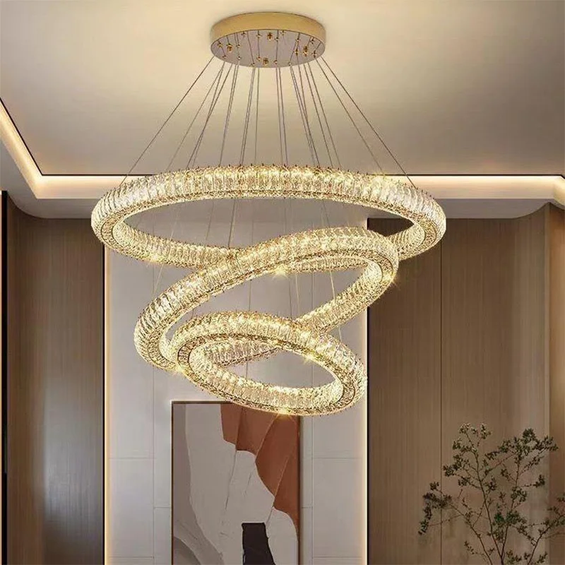 

Modern Luxury Deco Golden Dimmable K9 Crystal Chandelier LED Ceiling Lamp for Living Room Bedroom Hotel Villa Home Pendant Light