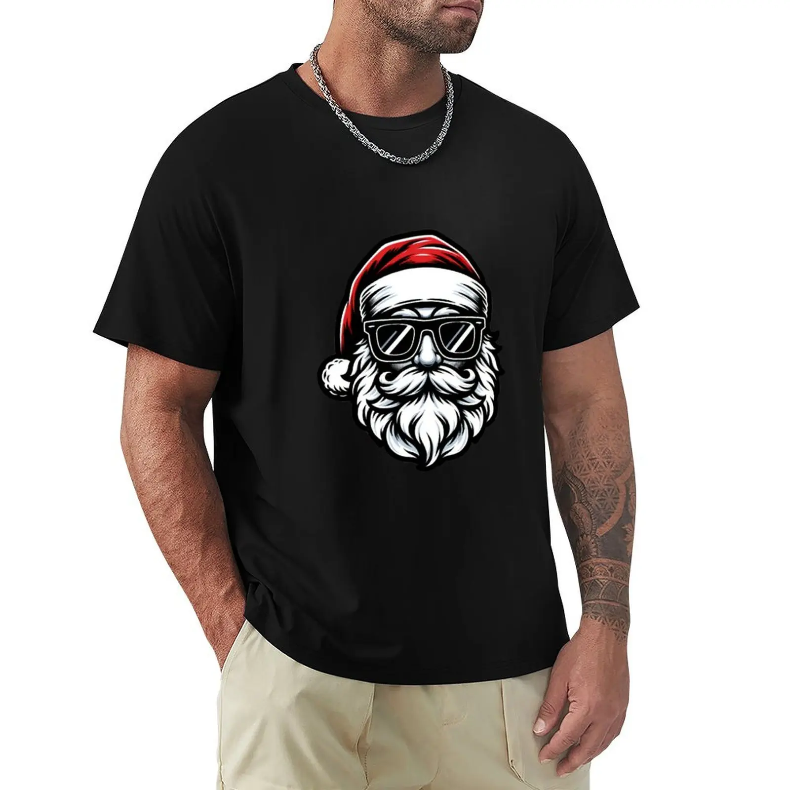 Cool Santa Claus with Sunglasses - Hipster Holiday Cheer Die-Cut Sticker T-Shirt Work Comfort T-Shirt for Men