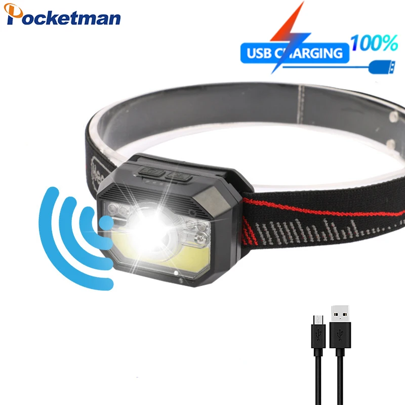 

IR Motion Sensor LED Headlamp Super Bright USB Rechargeable Headlight Outdoor Emergency Light Night Fishing Head Lamp