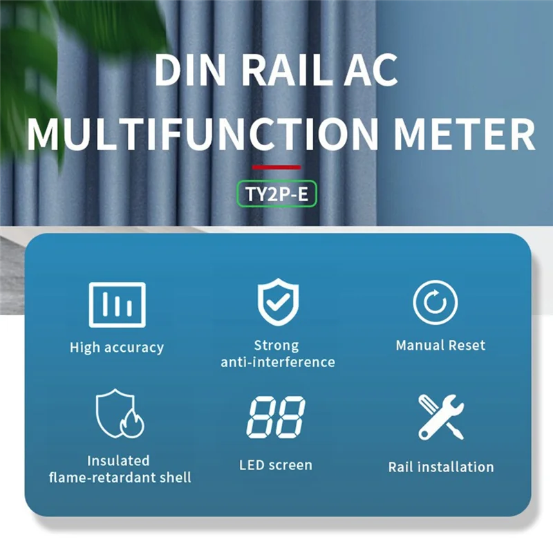 الجهد الحالي كيلوواط ساعة مراقبة الطاقة الكهربائية متر AC80-270V 110 فولت 220 فولت 100A فولت أمبير الفولتميتر مقياس التيار الكهربائي Din السكك الحديدية
