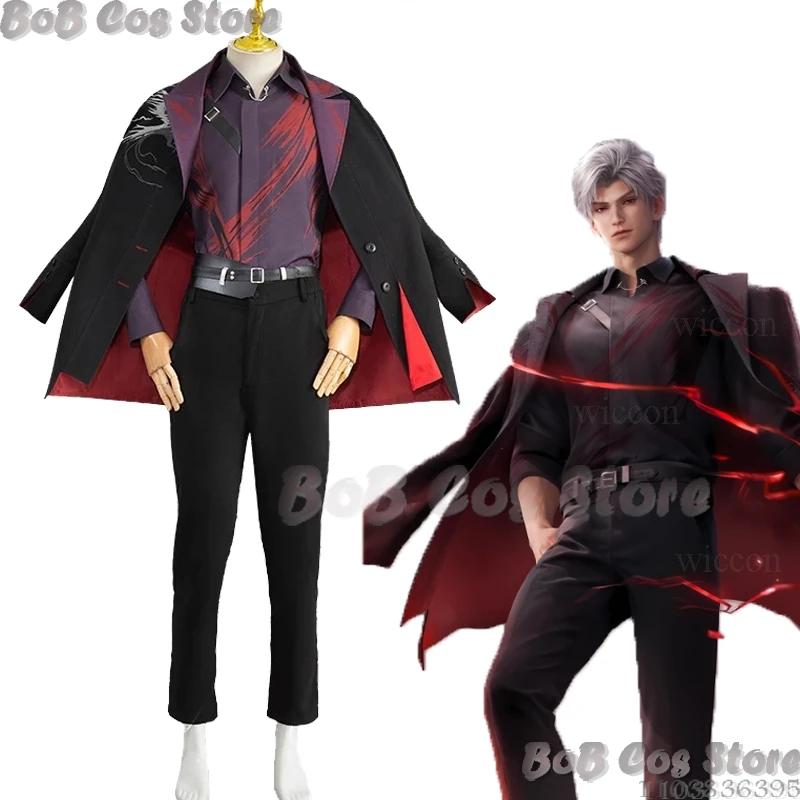 Sylus Cosplay Love and Deepspace Costume Wig Trench Cloak Relentless Conqueror Outfit Clothing Suit Halloween Party Men Suit