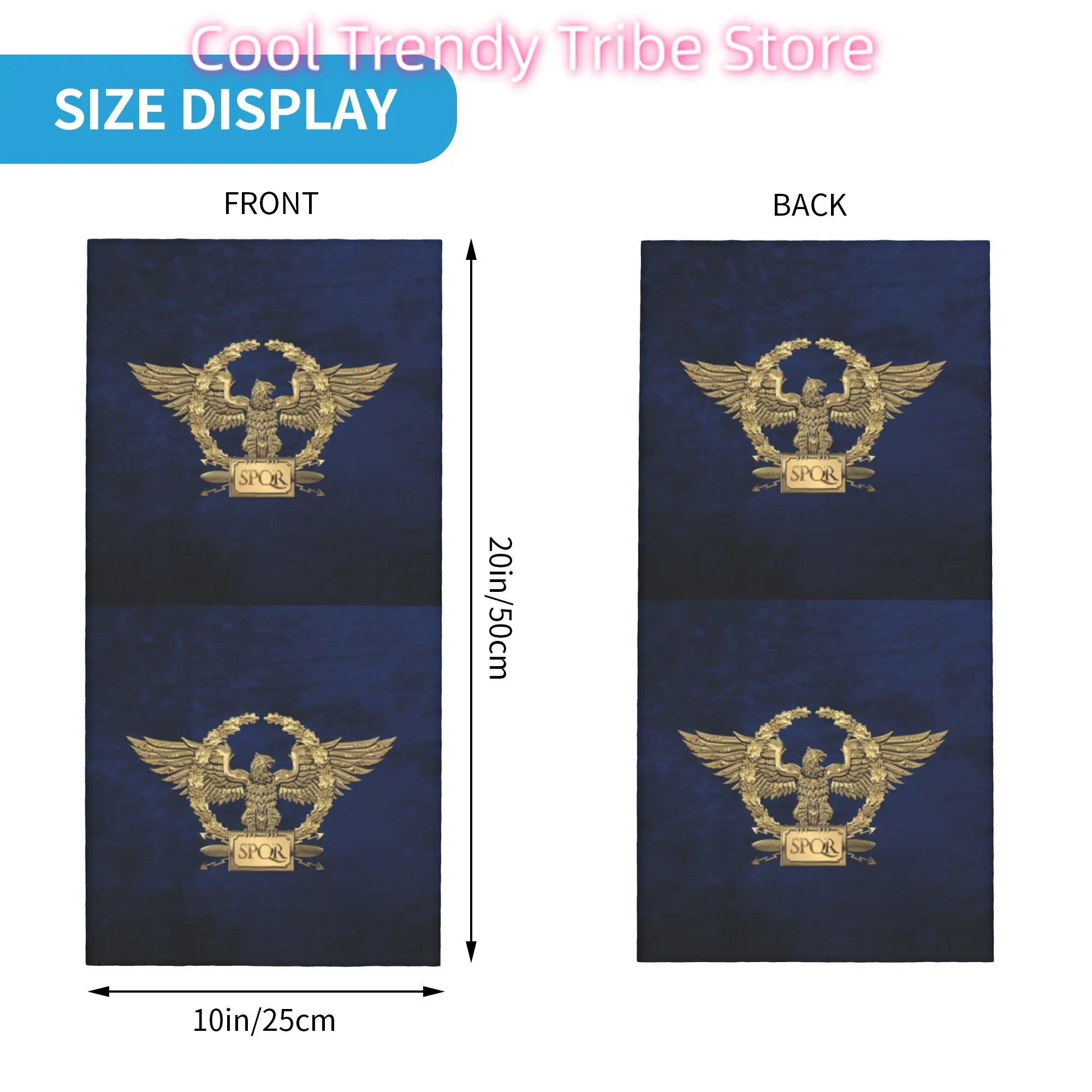 Custom Gold Roman Imperial Eagle SPQR Logo Neck Gaiter Women Men Windproof Winter  Bandana Scarf for Cycling