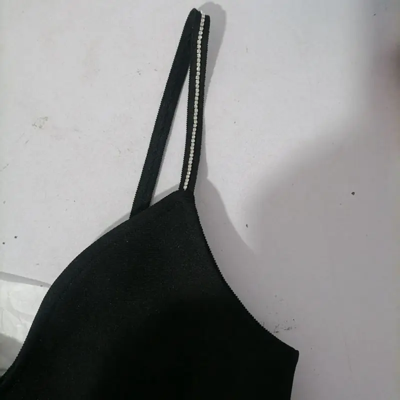 Falda corta con tirantes de diamantes para mujer, vestido ajustado con cuello en V, vendaje, club nocturno, borla, taladro, envoltura en la cadera,