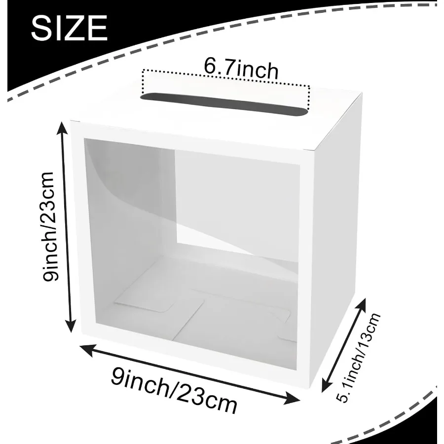กล่องการ์ดสีขาวสำหรับงานปาร์ตี้ พร้อมหน้าต่างใสสำหรับใส่การ์ด สำหรับงานแต่งงาน วันเกิด งานรับปริญญา งานเลี้ยงฉลองทารกแรกเกิด ของตกแต่งงานเลี้ยง