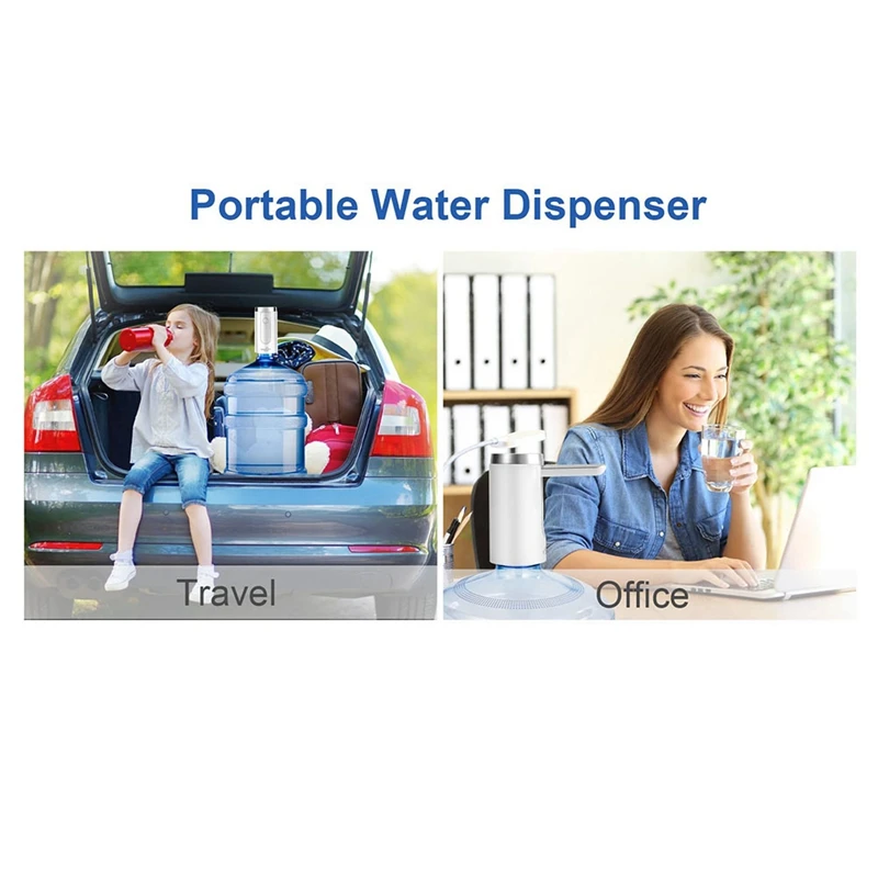 Pompe à bouteille d'eau portable avec bec pliable, affichage LED intelligent, fonctionnement silencieux, utilisation à la maison, au bureau et à l'extérieur, durable, 5 gallons