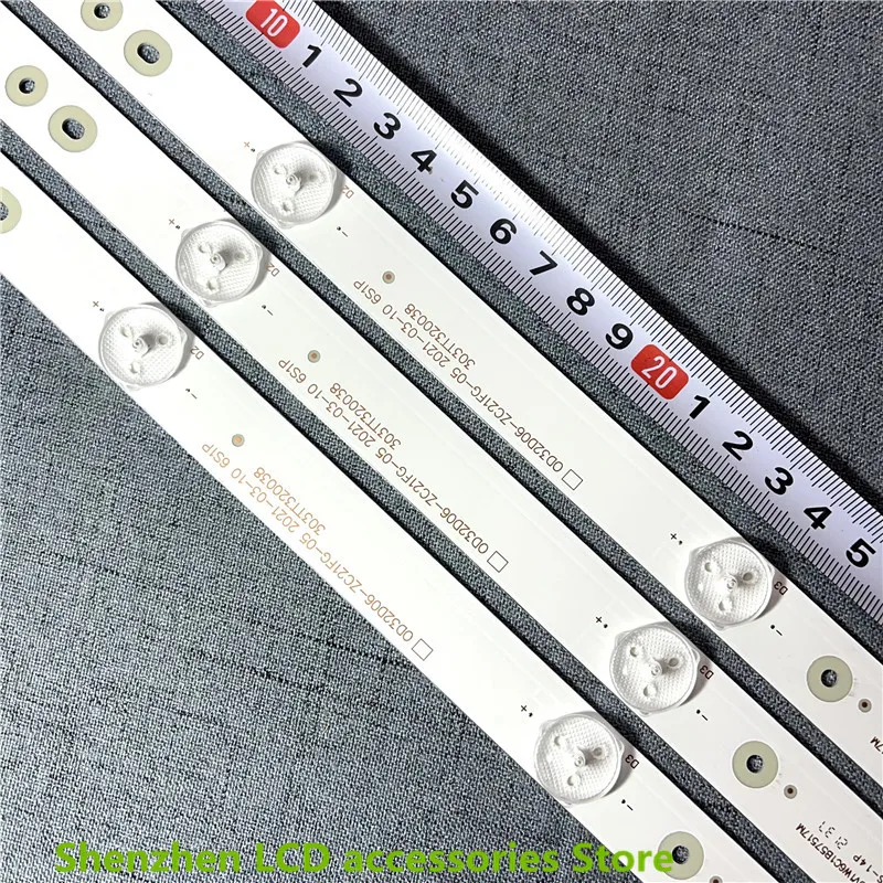 3個ledストリップatvio 32 ''テレビ0D32D06-ZC21FG-05 OD32D06-ZC21FG-05 6S1P 303TT320038 ATV-32 3v 575ミリメートル6LED ledバックライトストリップ