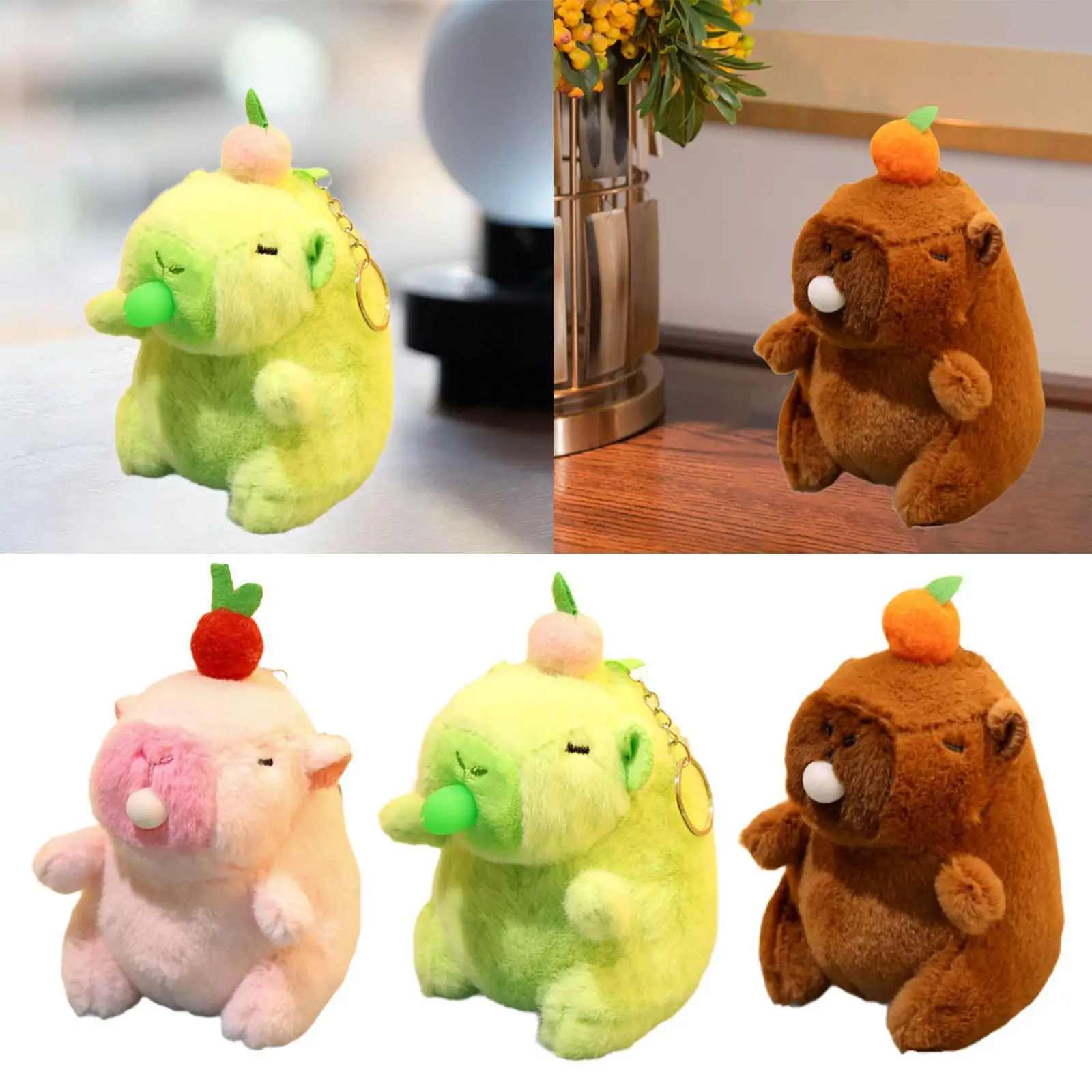 Capybara Keychain Bubble Blowing Plush Toys Craft Decorative Hanging Capybara Pendant for Backpack Adorable Animal Figurine