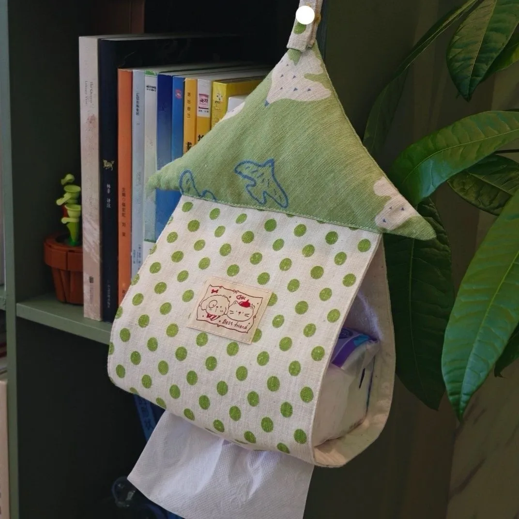 Creative Hanging Tissue Box Cute House Shape Car Interior Living Room Wall Mounted Storage Bag Rectangular Fabric Animal Decor