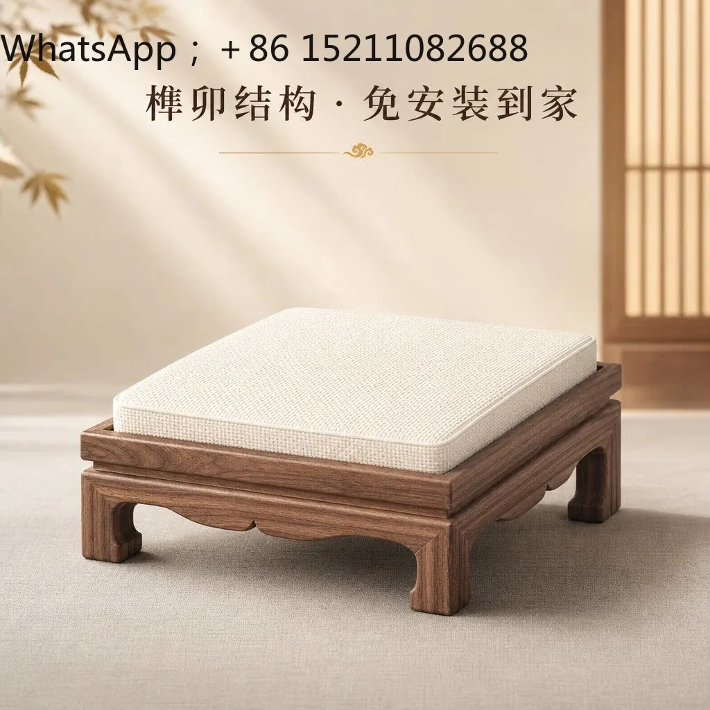 LLY All solid wood worship Buddha, kneeling mat, worship Buddha temple, Taoist kowtow, household temple, incense kneeling stool