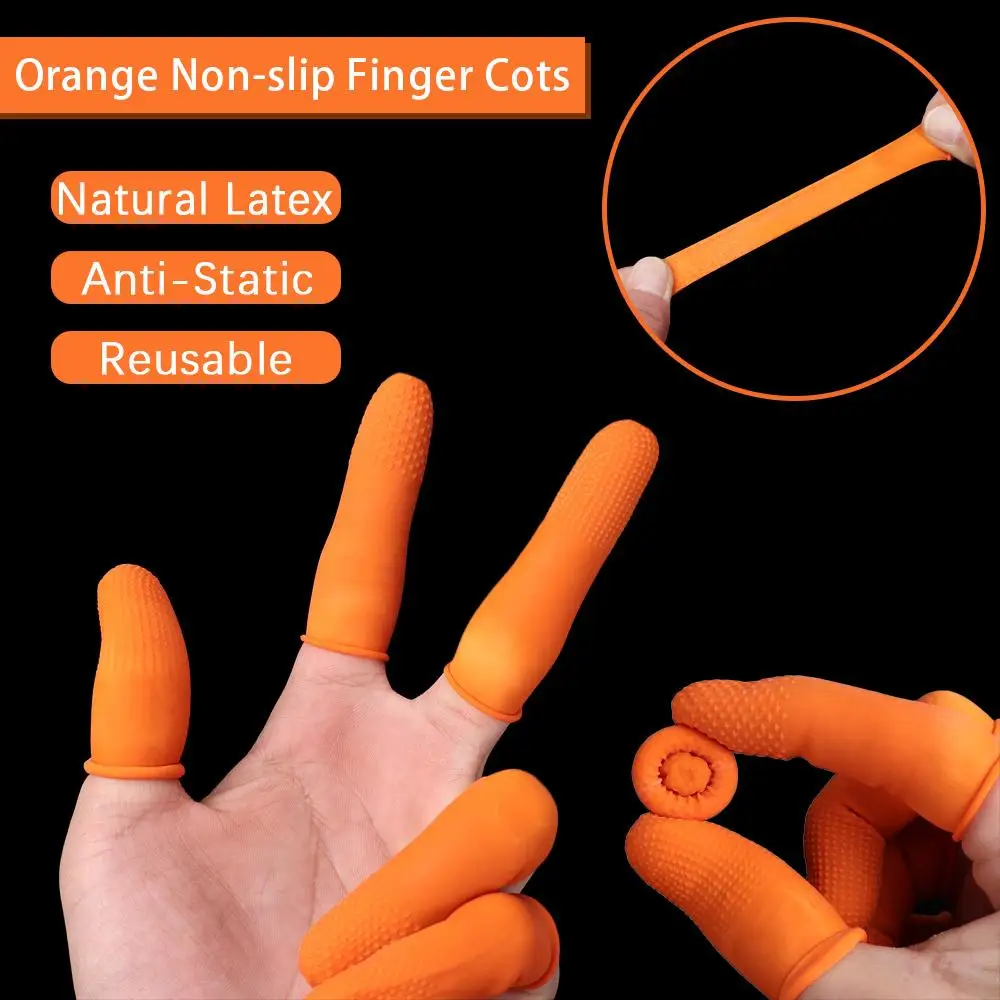 100PCS Reusable Finger Cover Natural Rubber Gloves Non-slip Latex Finger Cots Fingertips Protector Gloves Nail Art Tool