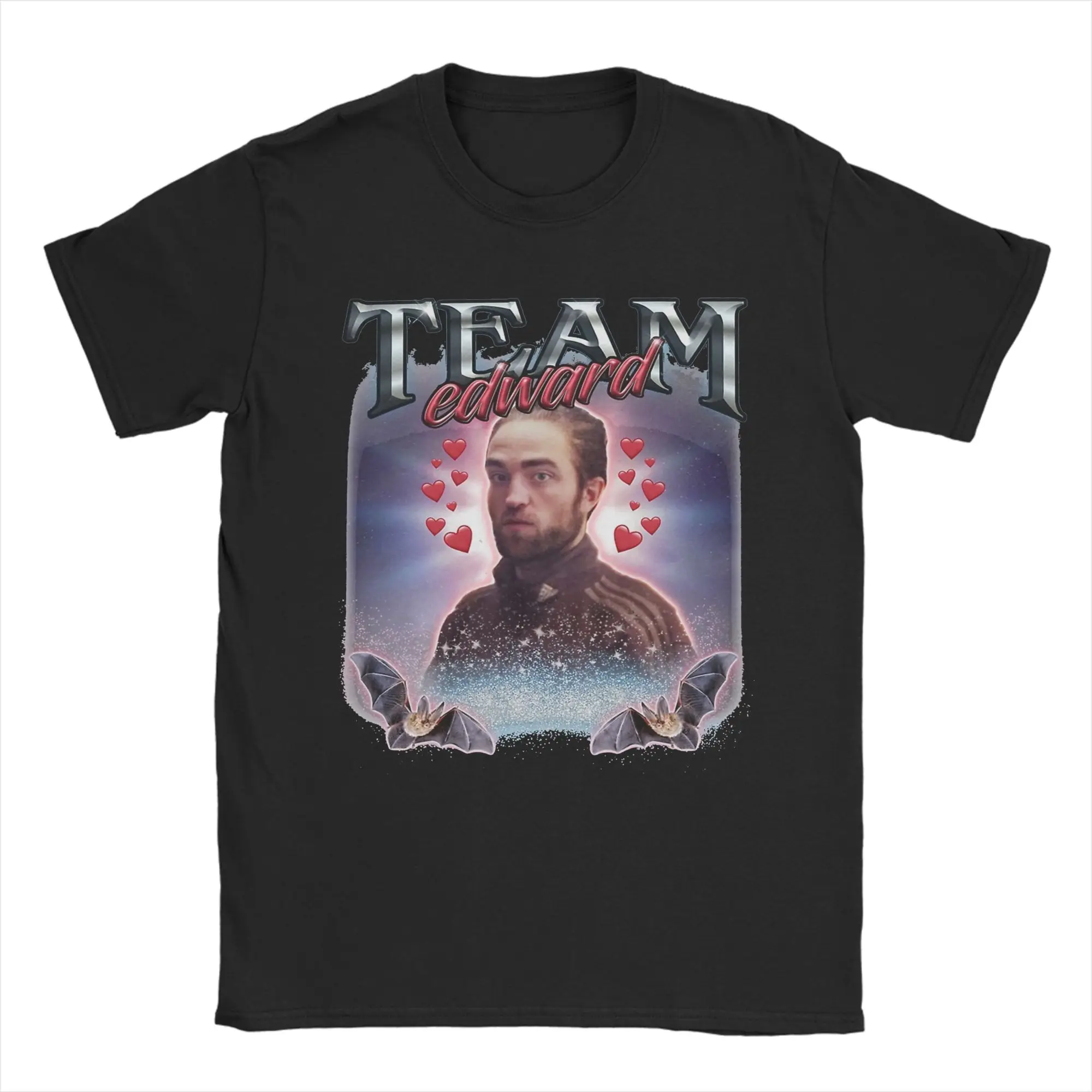 Men T-Shirt Team Edward Twilight Cursed Fan Collage Awesome Cotton Tees Short Sleeve  T Shirt Round Neck Tops Printed