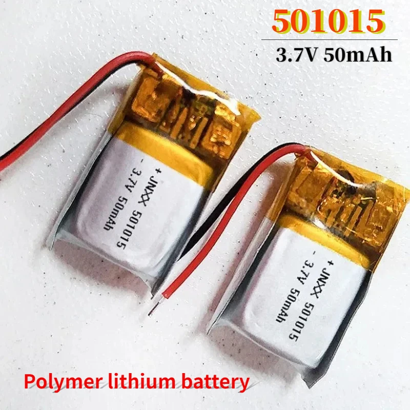 2024 New 1-10PCS 501015 3.7V 50mAh Lithium Polymer LiPo Rechargeable Battery  for LED Lights Electric Toys Walkie-talkies MP3