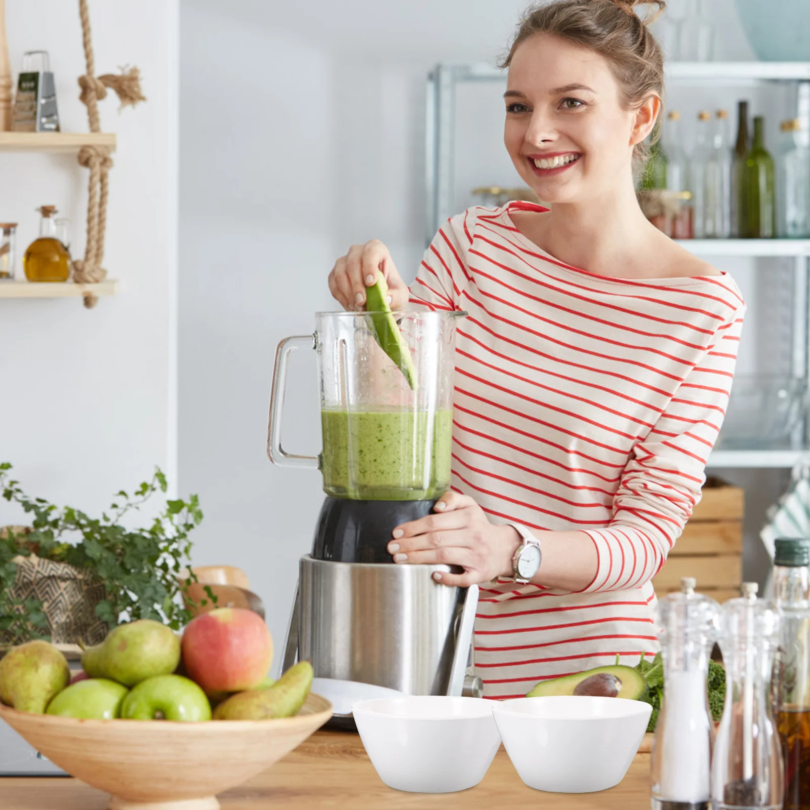 

2Pcs Small Rice Soup Bowls Kitchen Melamine Practical Bowls for Noodle Salad Quick Meals Food Serving Restaurant