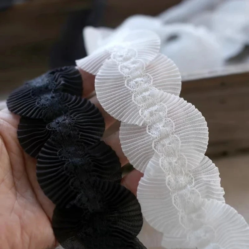 

5cm Wide Bilateral Symmetrical Scalloped Applique Chiffon Lace DIY Clothing Belt Shoulder Bag With Sewing Ribbon Accessories