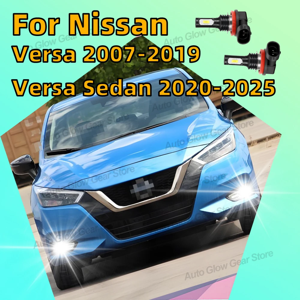 

2x 6000K Car Front Lamps For Nissan Versa 2007-2019 For Nissan Versa Sedan 2020-2025 LED Fog Light Bulbs H8 H11 16JP Plug&Play