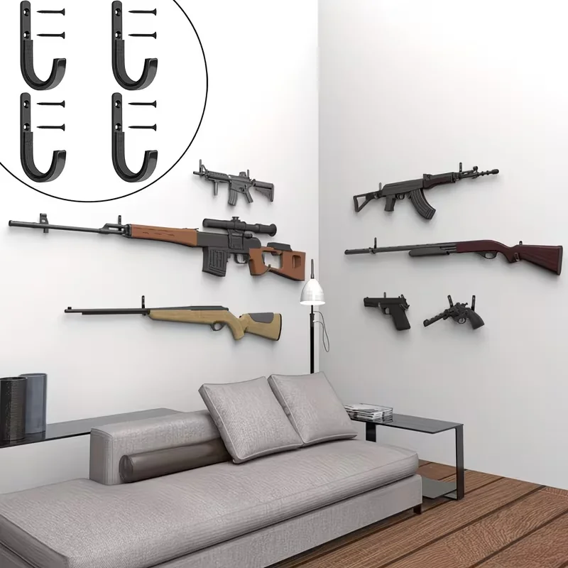 The Wall-Mounted Gun Rack Hook Has Two Compartments and Is Specially Designed for Storing Rifles, Shotguns and Bows and Arrows
