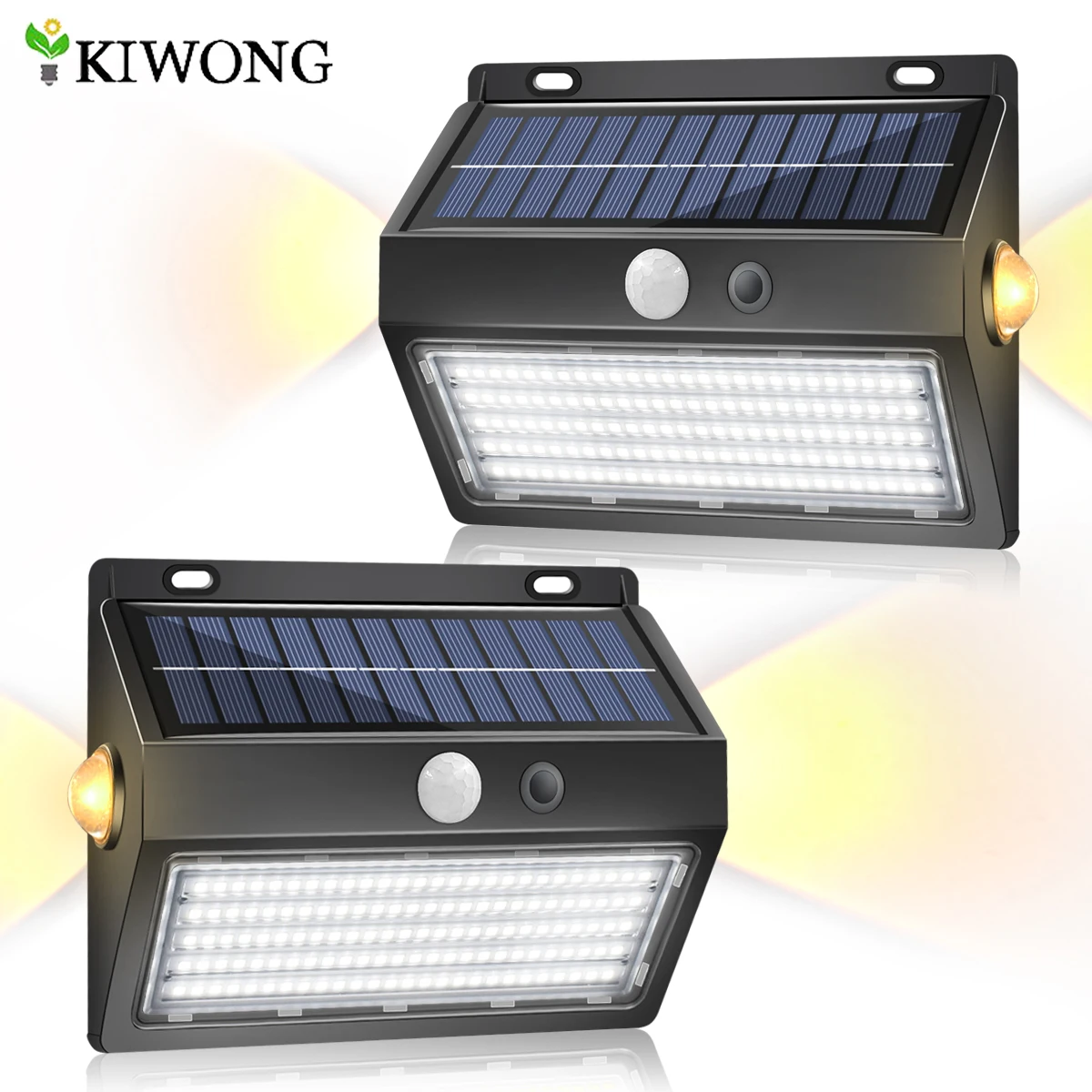 

Solar Wall Lights Outdoor with Cool White Main Light Warm Gold Sidelights 5 Modes Solar Motion Lights Outdoor Waterproof IP65