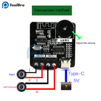 XH-A164 PAM8403 Bluetooth 5.0 Digital Power Amplifier Board 5V Type-C 5W+5W Dual Channel Audio Amp for Car Speaker Subwoofer