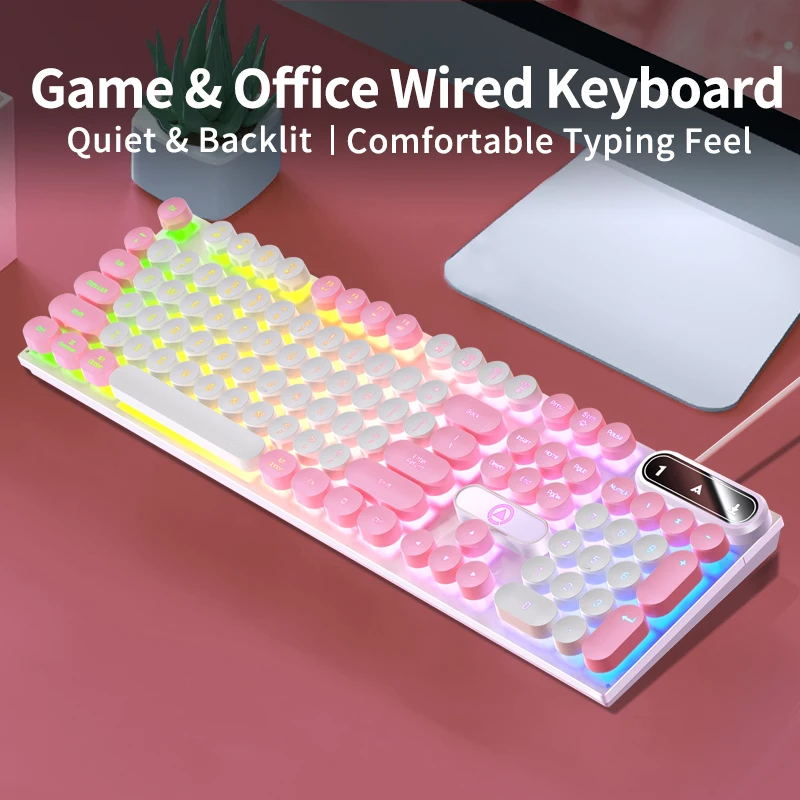 YINDIAO Keyboard Gaming Wired Laptop Desktops PC Computer Office Accessories Low Profile Gamer Keyboards With Numpad