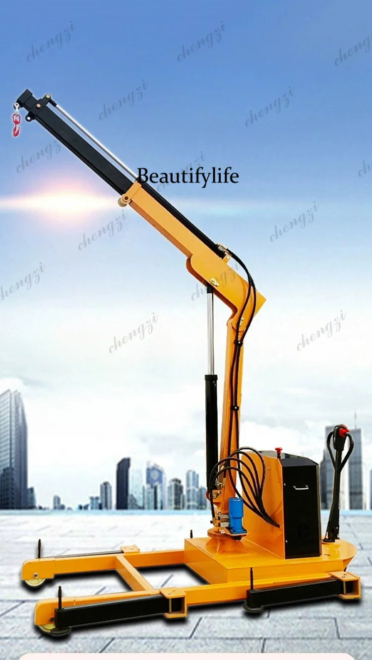 Electric, crane Small mobile hoist Vehicle loading and unloading Remote control rotary lifting cantilever crane