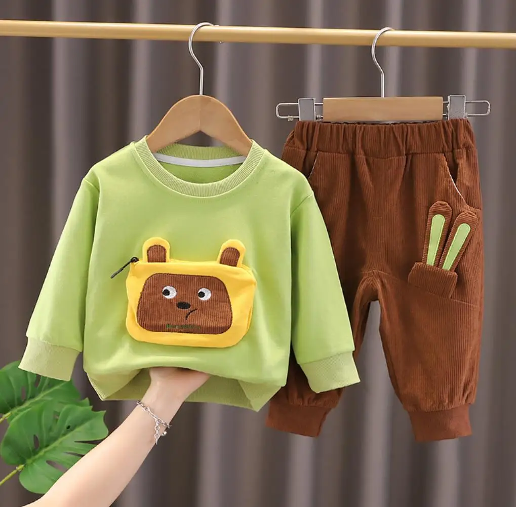 

Toddler Baby Boys Clothes Outfits 1 To 2 Years Kids Bebes Sets Cartoon Bear O-neck Pullover Hoodies and Pants Casual Tracksuits