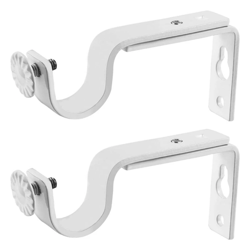 2Pcs Extendable Curtain Rod Holder Single Rod Bracket Curtain Rod Support Hanger