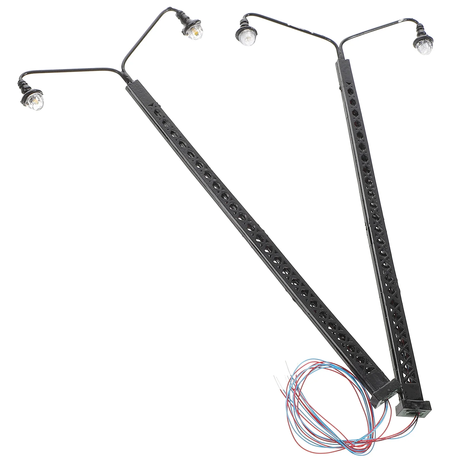 

2 Pcs Decorate Model Garden Light Street Train Table Stainless Steel Plus Abs Supply Railroad Lamp