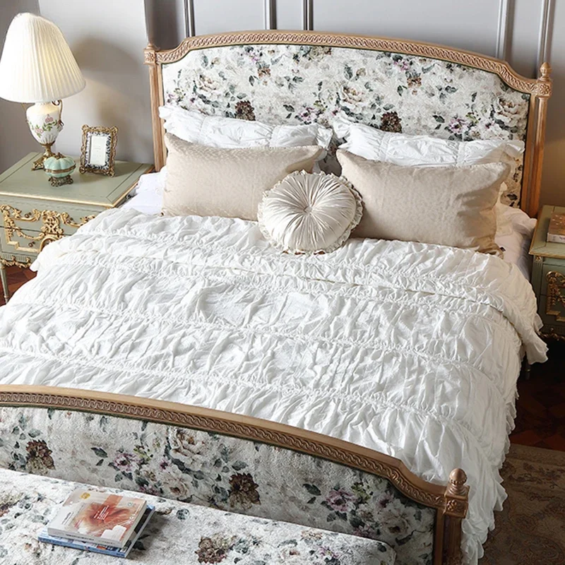 Women Light Luxury Bed Bedroom Princess Modern Wedding Romantic Bed Sleeping Princess Aesthetic Camas De Casal Unique Furniture