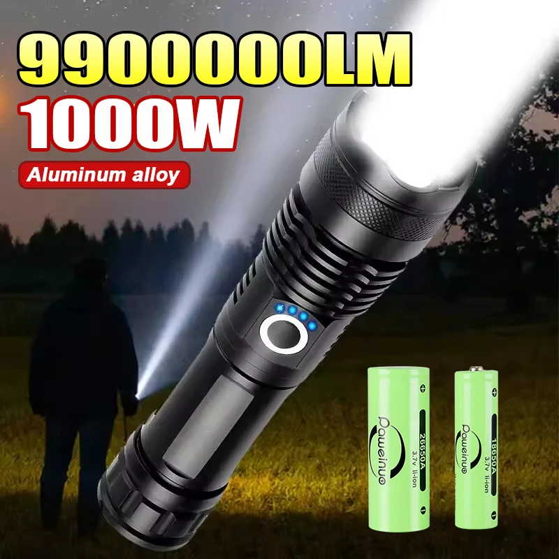 

High Power Rechargeable LED Flashlight Ultra Powerful Tactical Flashlights Torch White Laser Aluminum Alloy Self-defense Lantern