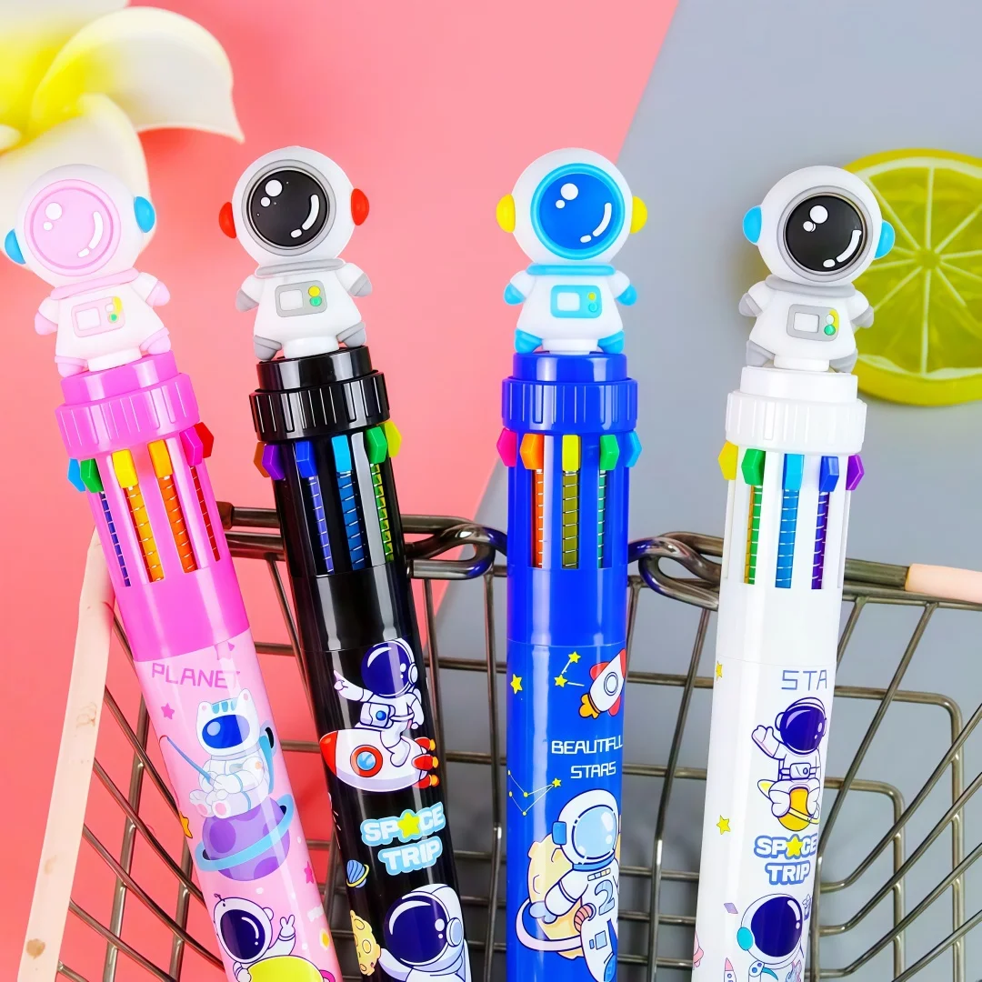 1/4/8/12Pcs Cartoon Astronaut Ten Color Pens Kids Birthday Party Wedding Guest Gifts, Back To School Kindergarten Carnival Gifts