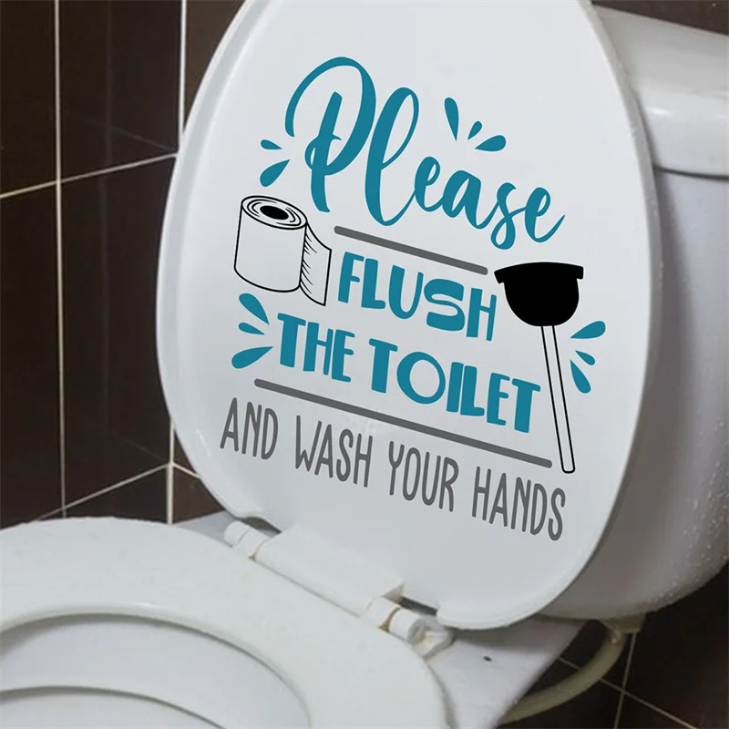 New Flush The Toilet PVC Toilet Stickers Creative Washroom Toilet Stickers Removable PVC Waterproof Self-adhesive Decals