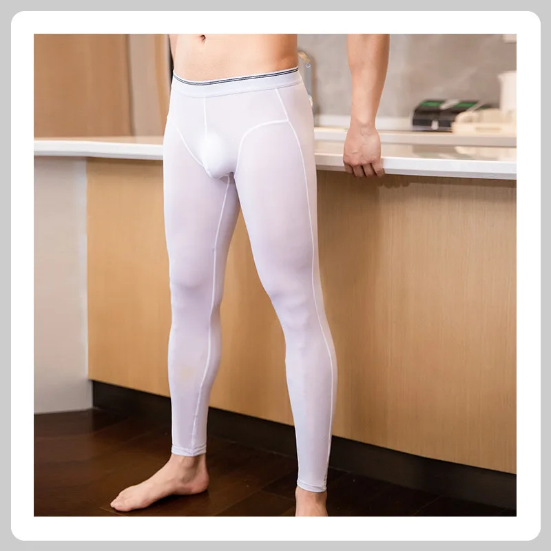 Men's Thin Underwear Tight Fitting Leggings Autumn Thermal Long Johns Male Breathable Home Sports Pants Comfortable Sleepwear