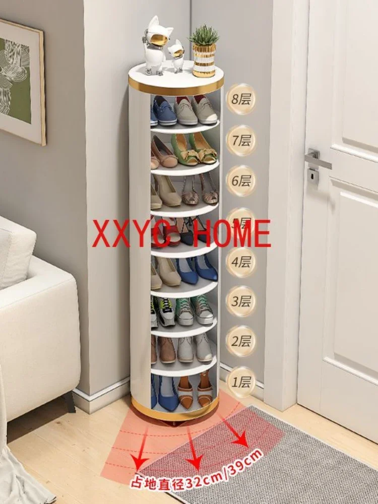 Round Rotating with Household Floor Multi-Layer Shoe, Rack Entry oof Storage Cabinet Wall Side