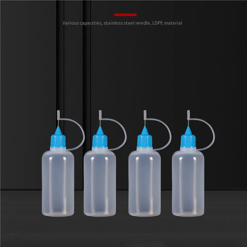 5ml 10ml 20ml 30ml 100ml 120ml PE Plastic Squeezable Tip Applicator Bottle Refillable Dropper with Needle Tip Caps Oil Bottles