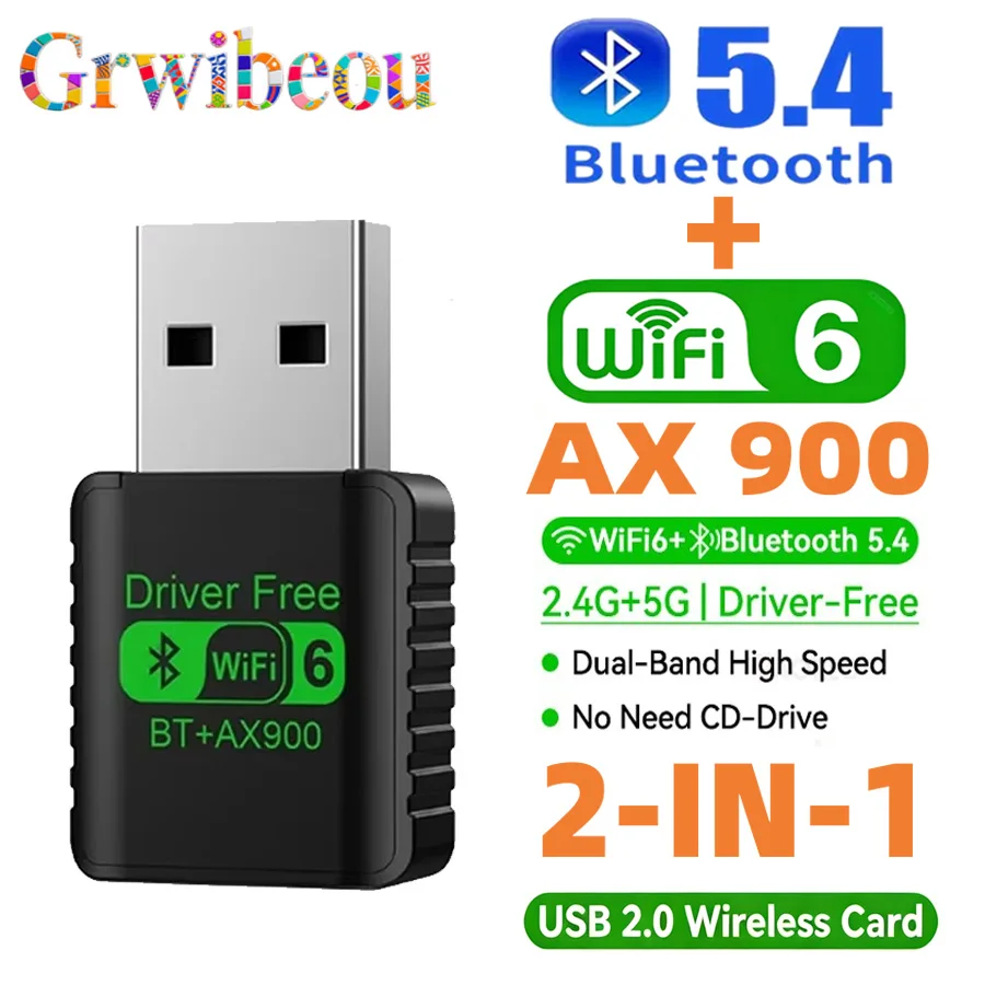 NOUVEAU Dongle USB Mini Wifi 6 Carte Réseau Adaptateur Récepteur BT 5.4 2-en-1 Dongle AX900 Compatible Ordinateur Portable PC Double Bande 2.4G/5GHz