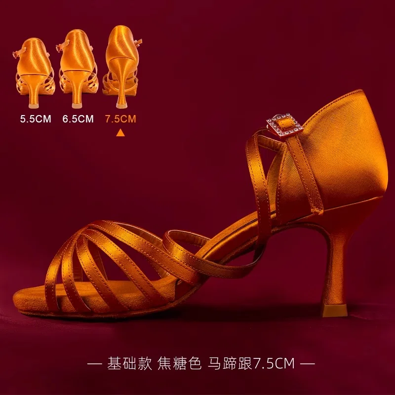 

customized Latin dance shoes female adult soft soled imported silk high heels professional competition,rumba dance shoes