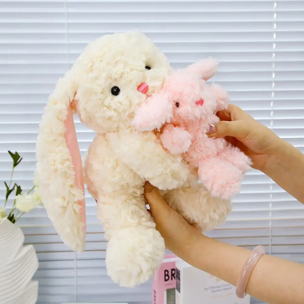 Conejo esponjoso Kawaii, colección hecha a mano, muñeco de conejito relleno, cómodo, suave, oso para padres e hijos, regalos de animales de peluche