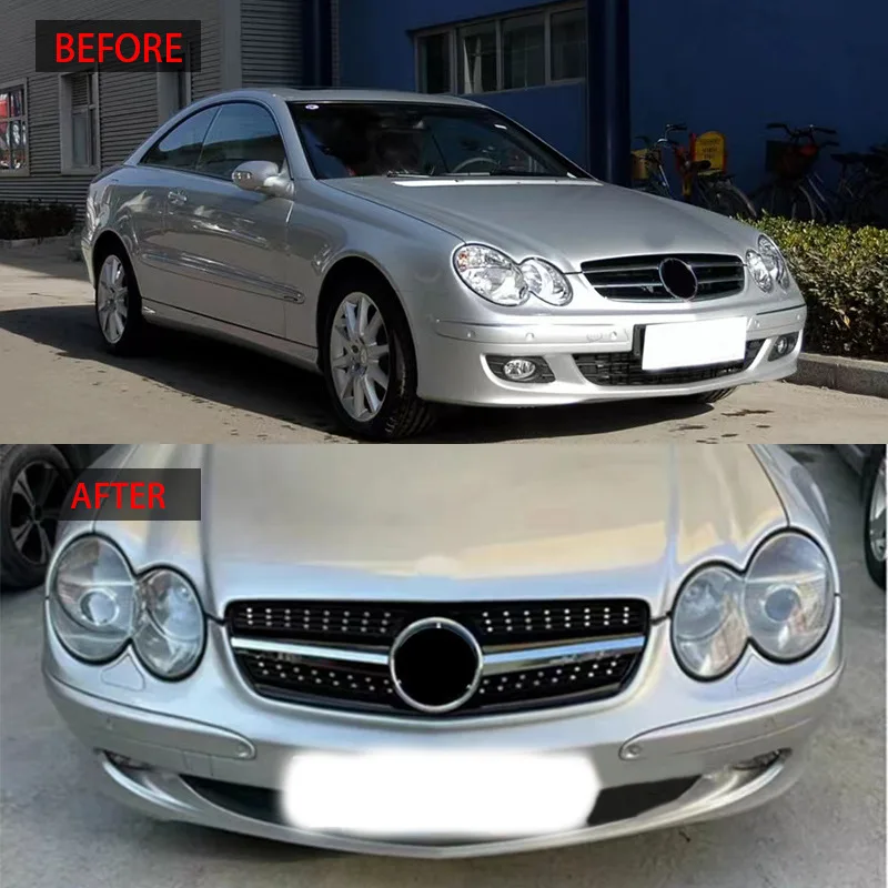 Glossy Black Radiator Grilles For 2003-2009 Mercedes Benz CLK W209 Racing Grilles Bumpers Body Kit Hood Gloss Black