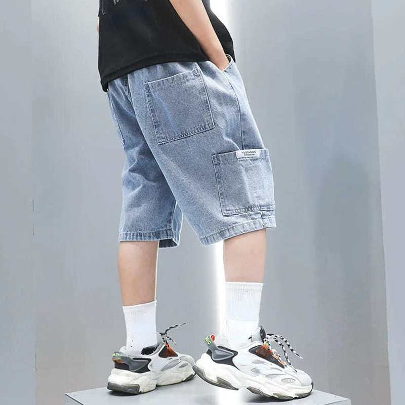 Boys Jean Short Pants Kids sports Shorts Teenagers Letter Trousers 2024 Summer 3 To 12 Yrs Big Children\'s Clothes Casual