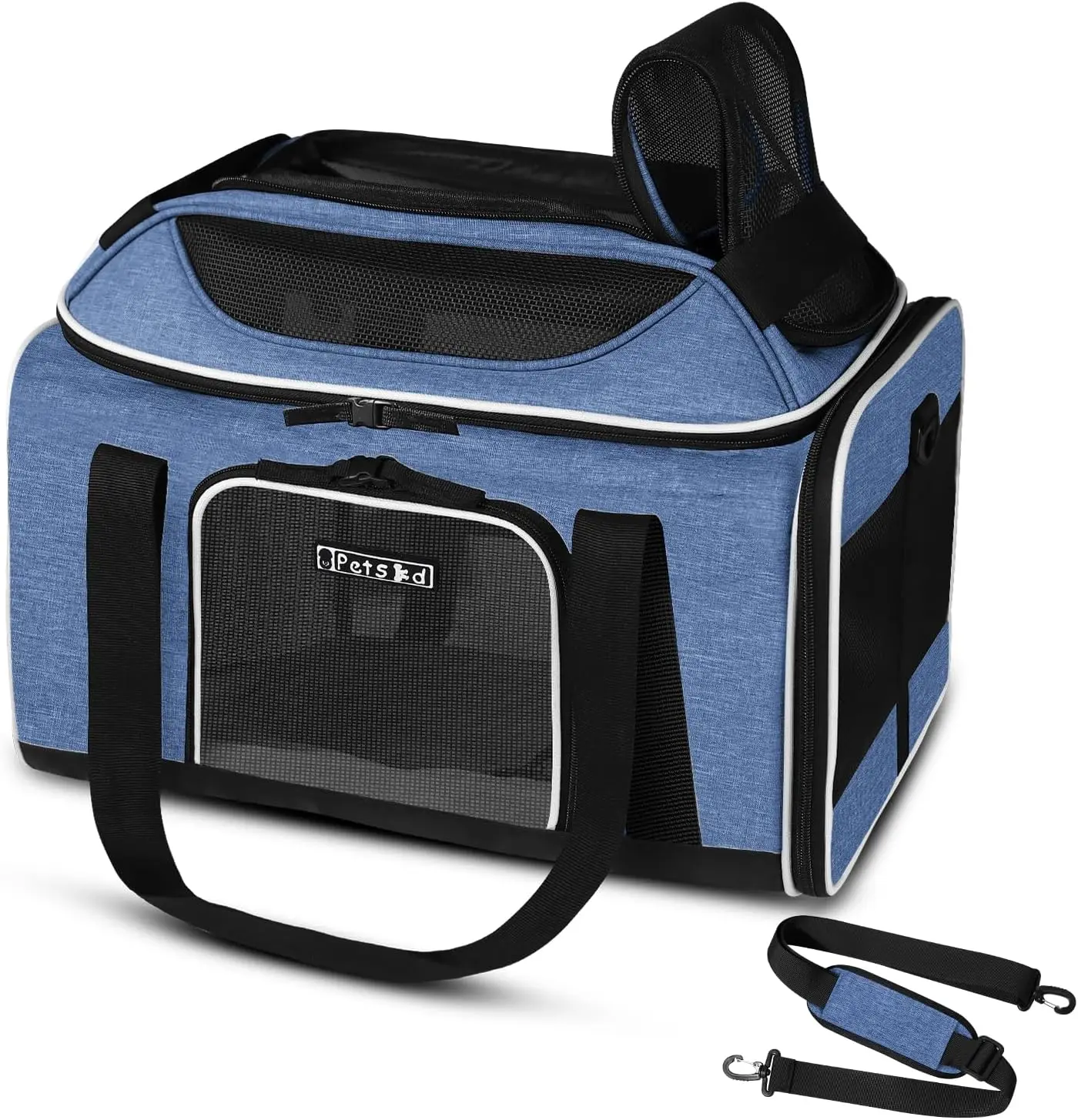 

Top-Expandable Pet Carrier 17x11x9.5 Inches Alaska Airline Approved, Soft-Sided Carrier for Small Cats and Dogs with Locking
